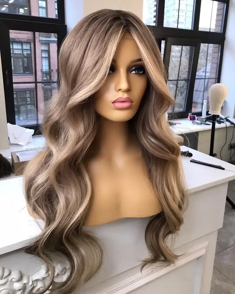 100% Human Hair Lace Front Wig Full Lace Wig Ombre Grey Color